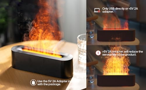 Essential Oil Diffusers,Flame Colorful Water Vapor Fire Fireplace Humidifier for Aromatherapy Aroma Therapy Machine Room Bedroom,Black Flame Diffuser for Essential Oils|B0CJRB26CW