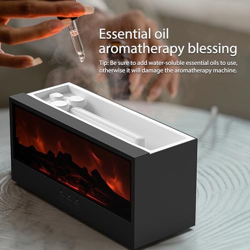 Essential Oil Diffuser Flame Colorful Water Vapor Fireplace Diffusers Fire Humidifier for Aromatherapy Aroma Therapy Machine (Black Fireplace (Short Version))|B0DQKQP2L5