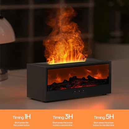Essential Oil Diffuser Flame Colorful Water Vapor Fireplace Diffusers Fire Humidifier for Aromatherapy Aroma Therapy Machine (Black Fireplace (Short Version))|B0DQKQP2L5