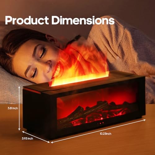 Essential Oil Diffuser Flame Colorful Water Vapor Fireplace Diffusers Fire Humidifier for Aromatherapy Aroma Therapy Machine (Black Fireplace (Long Version)|B0DGCZPYTP