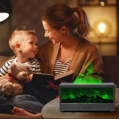 Essential Oil Diffuser Flame Colorful Water Vapor Fireplace Diffusers Fire Humidifier for Aromatherapy Aroma Therapy Machine (Black Fireplace (Short Version))|B0DQKQP2L5