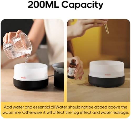 Essential Oil Diffusers, 200ml Aromatherapy Diffuser with Auto Shut-Off Function, Cool Mist Humidifier with 2 Modes, Small Diffuser with 7 Color Lights Auto Shut Off for Home Office Room, Black|B0DGCZQH5F