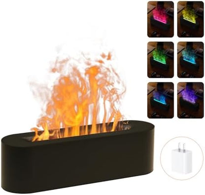 Essential Oil Diffusers,Flame Colorful Water Vapor Fire Fireplace Humidifier for Aromatherapy Aroma Therapy Machine Room Bedroom,Black Flame Diffuser for Essential Oils|B0CJRB26CW