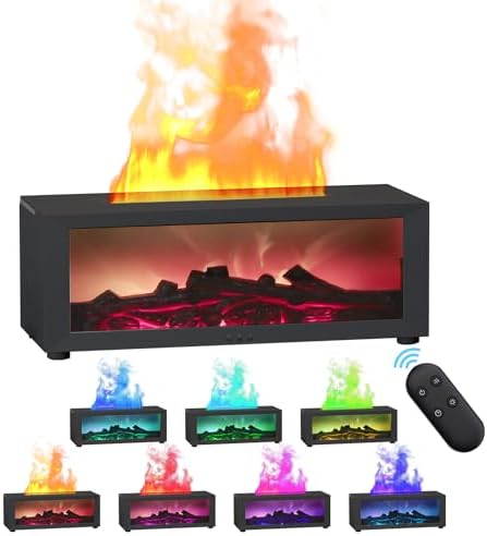 Essential Oil Diffusers,Flame Colorful Water Vapor Fire Fireplace Humidifier for Aromatherapy Aroma Therapy Machine Room Bedroom,Black Flame Diffuser for Essential Oils|B0CJRB26CW