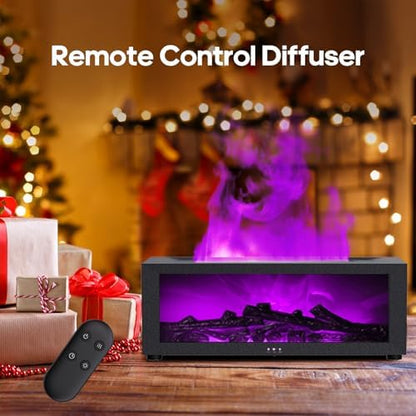 Essential Oil Diffuser Flame Colorful Water Vapor Fireplace Diffusers Fire Humidifier for Aromatherapy Aroma Therapy Machine (Black Fireplace (Long Version)|B0DGCZPYTP